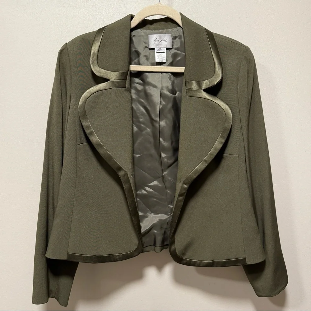 Vintage SUNNY CHOI 100% Silk Cropped Blazer - Size 14 - Made in Canada - Picture 3 of 8